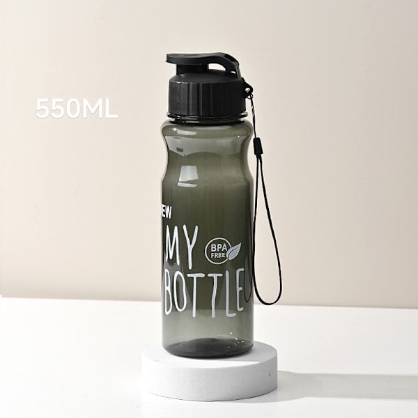 Transparent vattenflaska Portabel sportkopp för att dricka 550ml Black