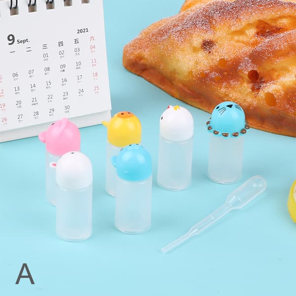 Cartoon Animals Bärbar kryddflaska 3ML Mini Ketchup Bott A 6pcs