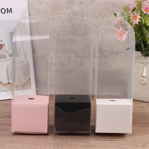Transparent Rose Flower Box Plast Cake Packaging Box Florist Black