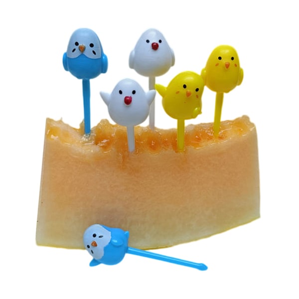 6st/ set e Cartoon Chick Fruktgaffel Barn Snack Dessert val till