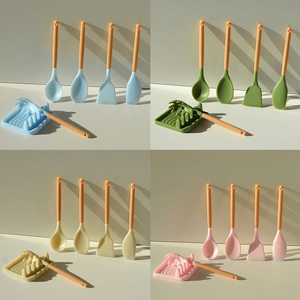 1Set 1:6 Dollhouse Mini Pot Spatel Sked Spade Skrape m/Tra White