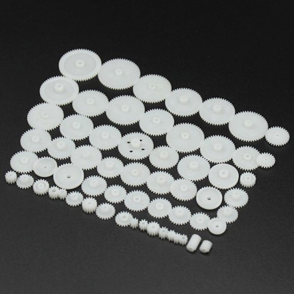 58st/ set Gör-det-själv-modell Motorväxelsats 0,5 Modulus Plastic Gear Pac
