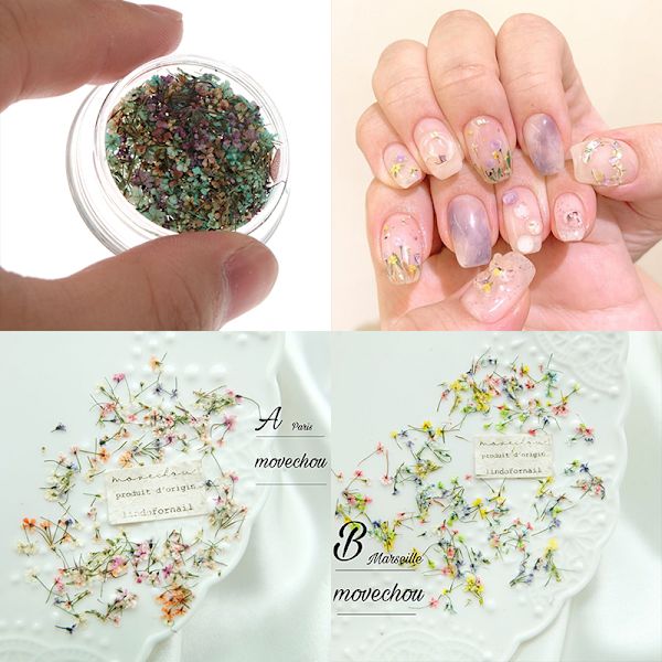 Nail Art Charm Utsökt DIY Blommig Färgglad Torkad Pressad Flow B