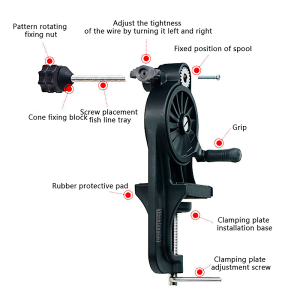 Fishing Line Spooler Bärbar bordsklämma Fiske Line Winder A 1#