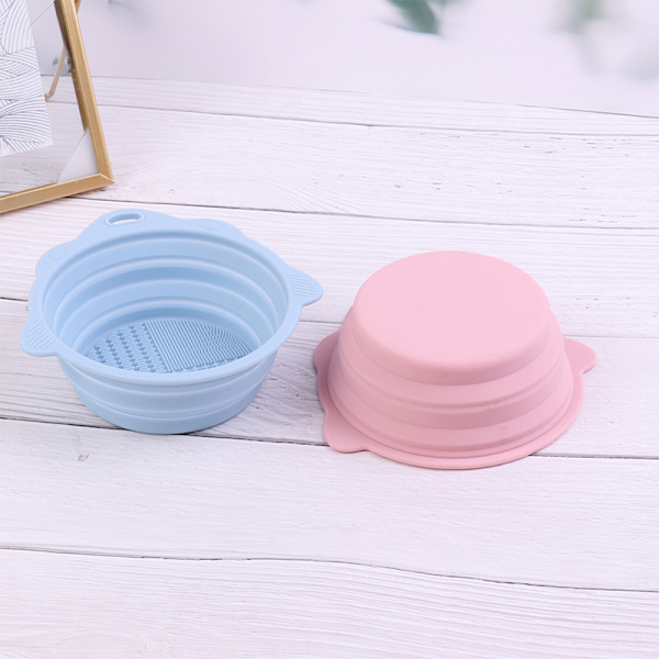 Färgglad mjuk silikon sminkborste Vikbar rengöringsskål Makeu Pink