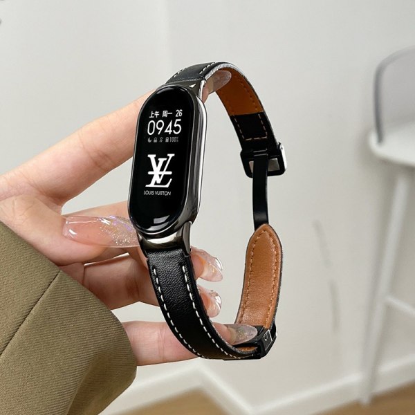 Läderarmband Watch Magnetic Spänne Watchband Armband Metal I W Xiaomi Mi Band 8