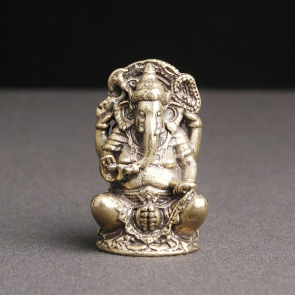 Brons Färg Lord Ganesha Staty Buddha Ornament Elephant Scul