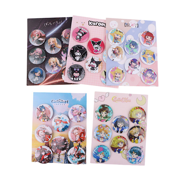 8 st/ set Anime Tinning Ryggsäck Badge Souvenirkläder Present F 02