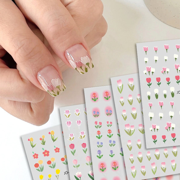 1 ark 3D Nail Art Water Decal Transfer Självhäftande Flower Na N4