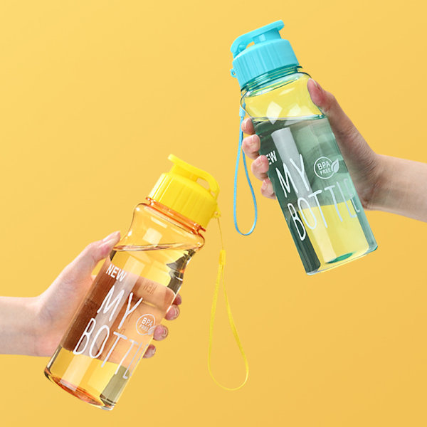 Transparent vattenflaska Portabel sportkopp för att dricka 550ml Black