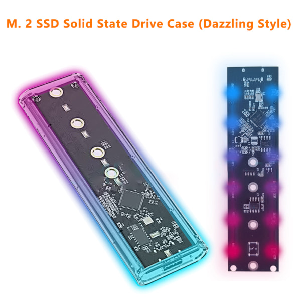 RGB M2 SSD case M.2 NVME SSD-hölje M.2 Till USB C Transparent A6
