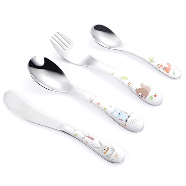 1/4 st Kids Lery Cartoon Pattern Carving Barnservis e Spoo C