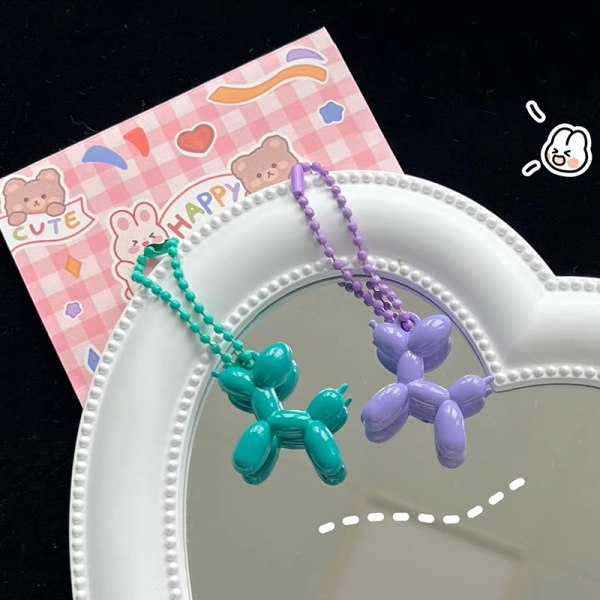Mini e Balloon Dog Nyckelring Tecknad Candy Color Puppy Bag Key R Pink
