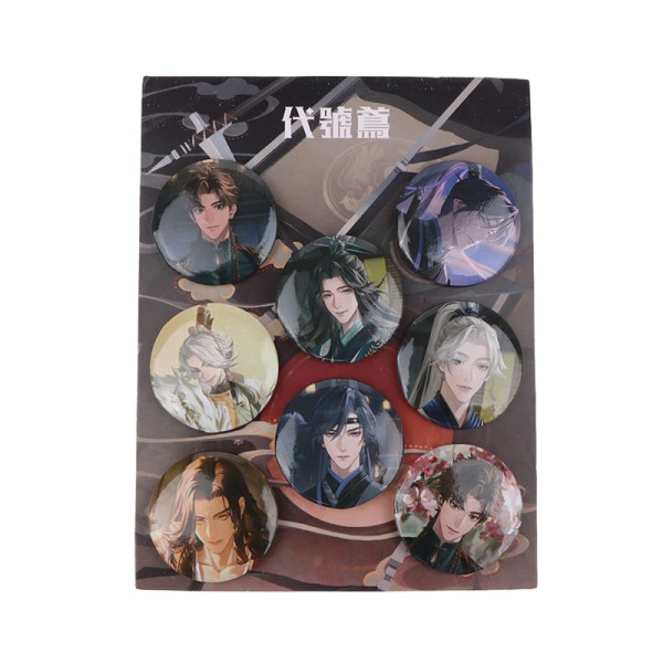 8 st/ set Anime Tinning Ryggsäck Badge Souvenirkläder Present F 08