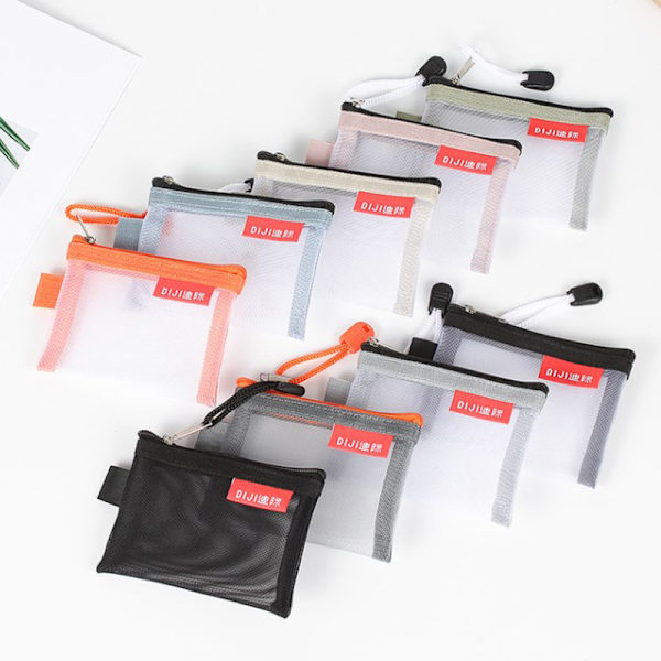 Mini Mesh Myntväskor Pengar Hörlurar Data Line Storage Bags Credi Black