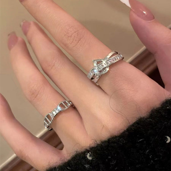 2ST Justerbar Silver Färg Bokstav Finger Ring Personlighet Ret