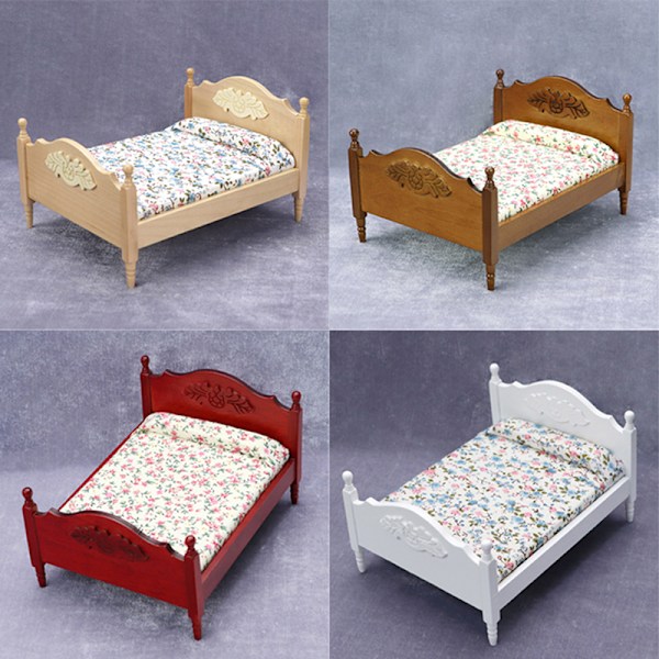 1:12 Dollhouse Miniatyr sovrum dubbelsäng Europeiska möbler Apricot