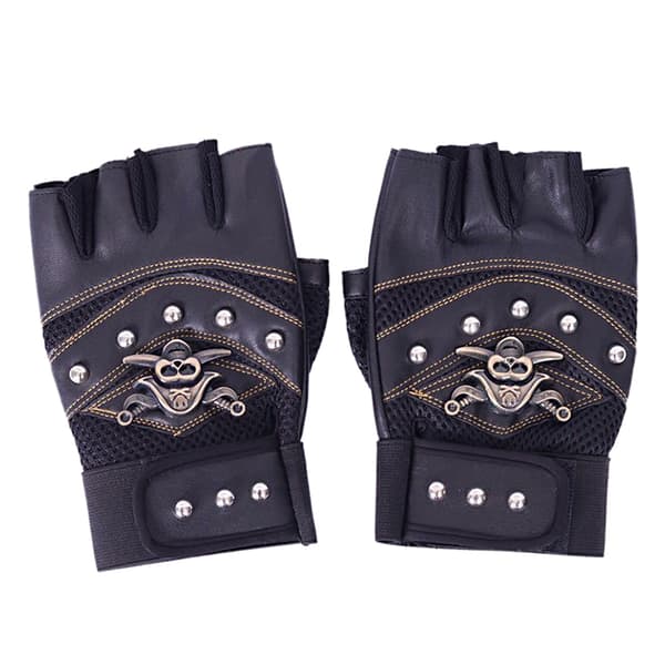 1Par Skulls Rivet PU Läder Fingerless Handskar Mode Hip Hop Black