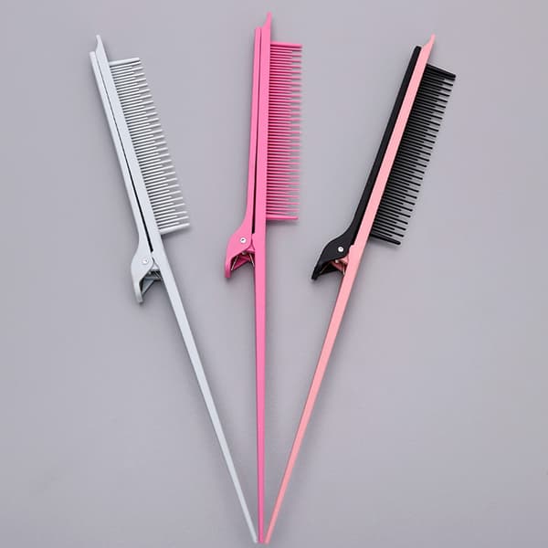 Point-tail Highlight Comb Point-tail Plastic Comb Hair Salon Co Rose red