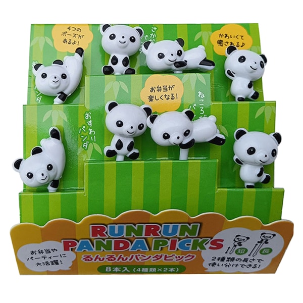 8st/ set Mini Cartoon Panda Fruktgaffel Barn Snack Dessert Picks