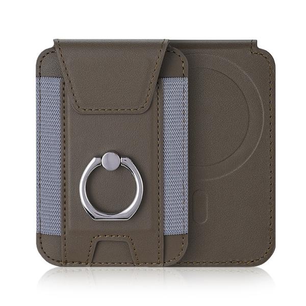För Magsafe Magnetic Läderplånbok För IPhone 15 14 13 12 11 P khaki