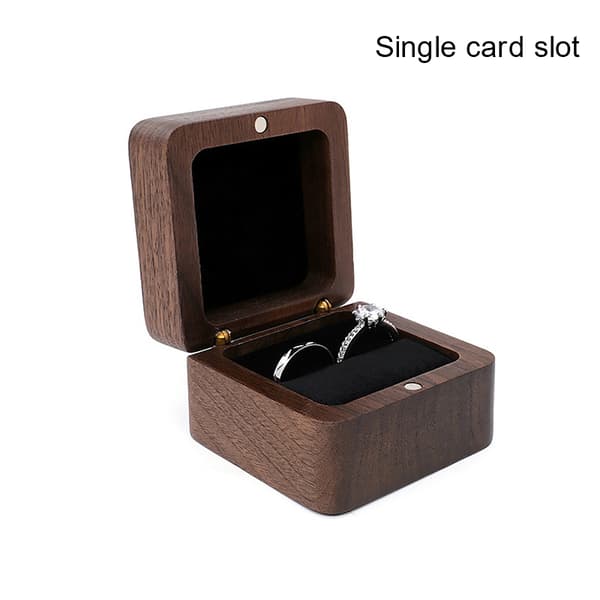 Trä Ring Box Smycken Display Lover Ring Hållare Engagemang Vi A1