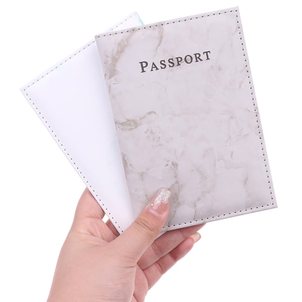 Marmor Passport Cover PU Läder Resepasshållare Skydda K