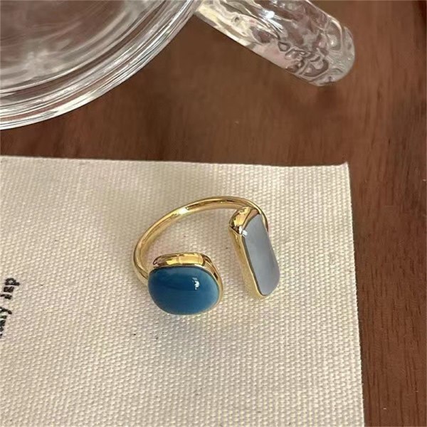 Retro Romantisk Matchande Drop Glaze Guldfärg Öppna Ringar Dam C