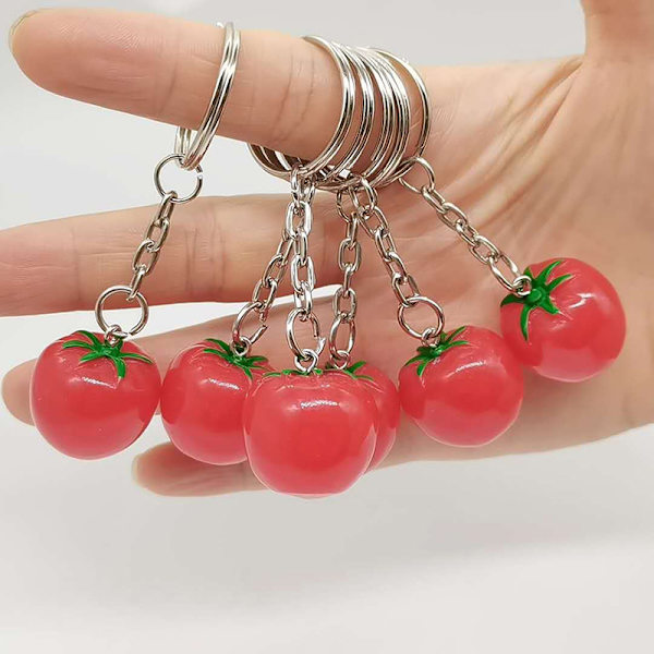 1 ST Simulation Tomato Key Chain Resin Tomat Key Chain Bag Pen