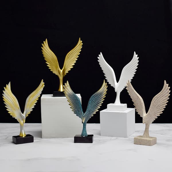 European Eagle/Angel Wing Staty Skulptur Figurine Dapeng Spre White
