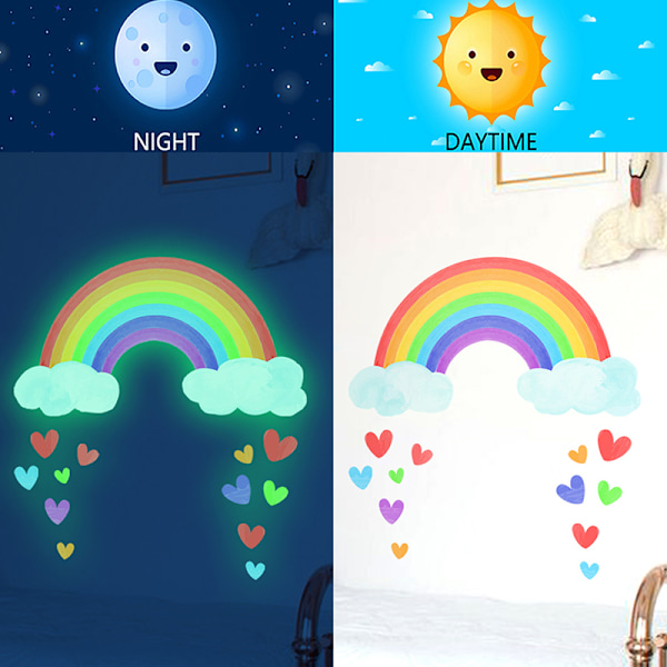 Cartoon Rainbow Clouds Luminous Wall Sticker For Baby Kids Bedr