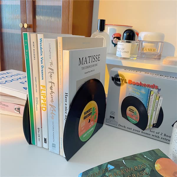 Vinyl CD Bokstöd Creative Record Bokställ Skrivbordsdekoration