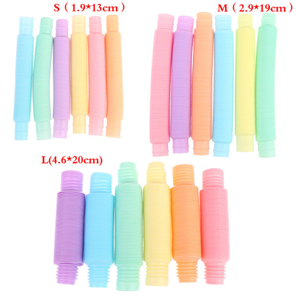 6st/ set Mini Pop Tubes Sensorisk leksak för barn Antistressleksaker Pl M（2.9*19cm）