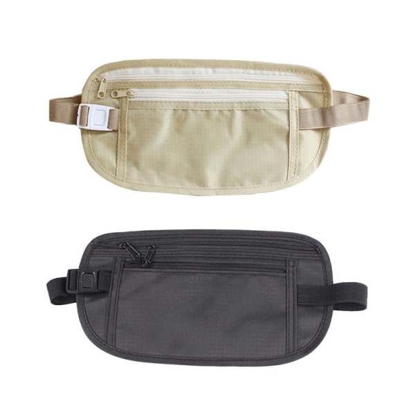 1PC Invisible Travel Waist Packs Midjepåse för passpengar Beige