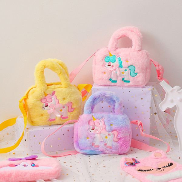 Kid Broderi Unicorn Plysch Crossbody Plånböcker Och Handväskor Litt A2