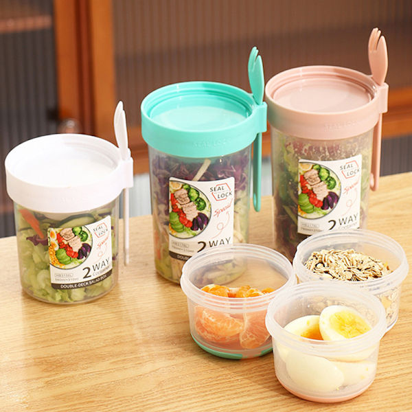 Frukost Havregryn spannmål nötter Yoghurt sallad kopp tätningsbehållare White 760ml