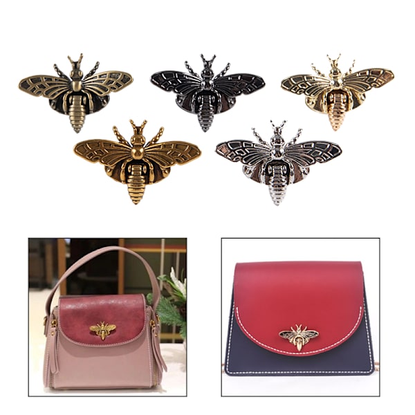 Metal Bee Form Turn Lock Retro Väska Lås Hårdvara Craft Bag Pu Ancient gold