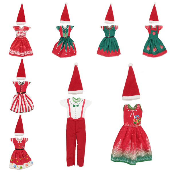 Julklänning Outfit Klänning Hattar för 11 tum 30 cm dockkläder A10
