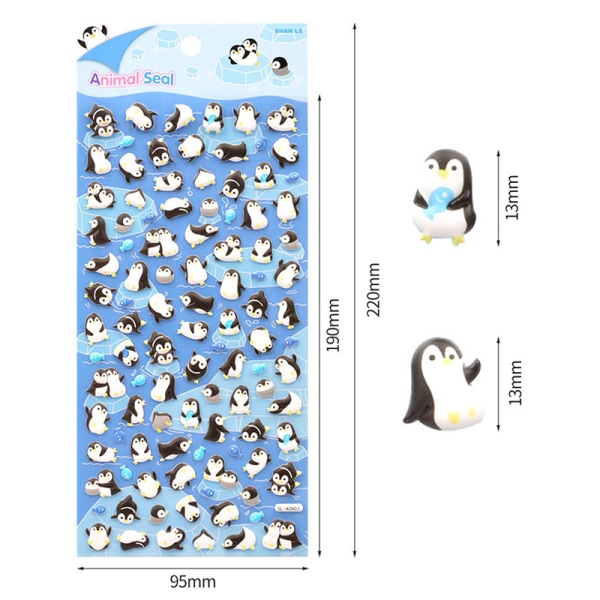 Penguin Panda Stereo Bubble Sticker Dagbok Sticker Decoration St A4