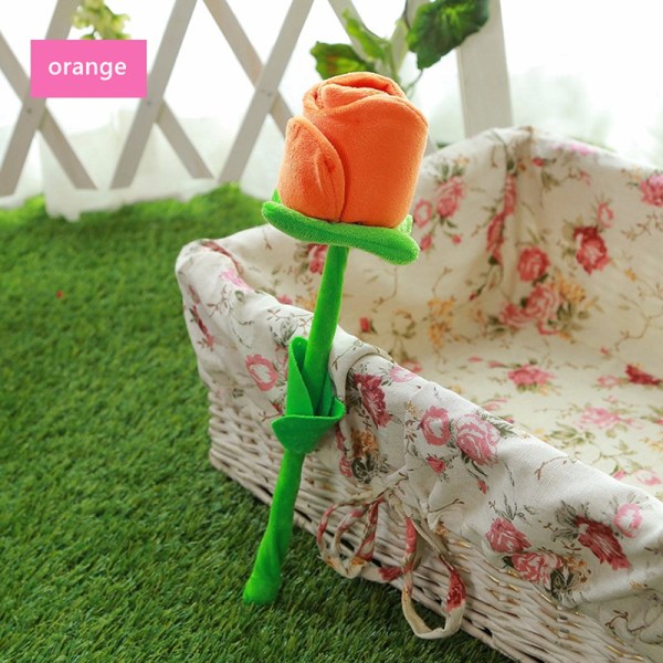 1st tecknad rosblomma fylld mjuk plyschleksak Alla hjärtans dag Orange