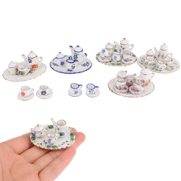 Set i miniatyr porslin Bordsservis Kök Dollhouse Tea A1