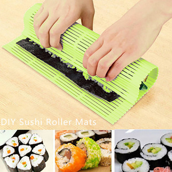 GRÖN DIY Silikon Sushi Roller Mats Återanvändbar Sushi Rice Roll M