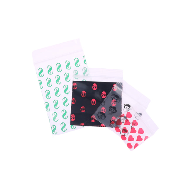 100 st Små dragkedjepåsar Cartoon Pattern Portable Storage Pou 3.8*4.5cm 100pcs