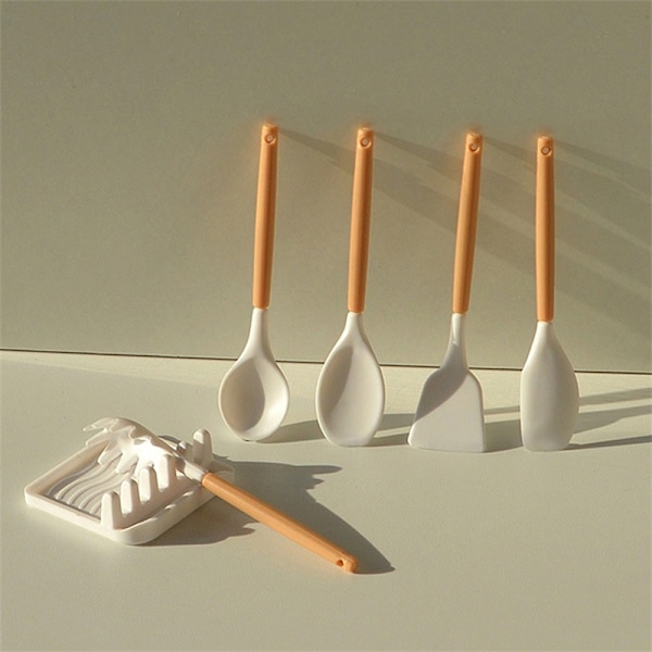 1Set 1:6 Dollhouse Mini Pot Spatel Sked Spade Skrape m/Tra White