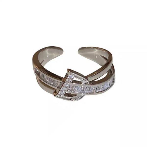 2ST Justerbar Silver Färg Bokstav Finger Ring Personlighet Ret