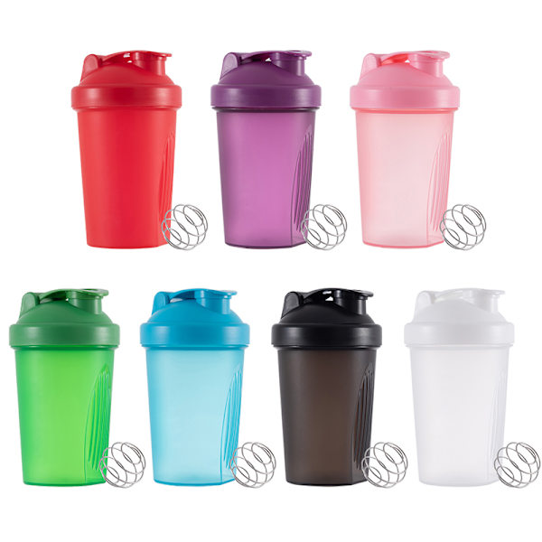 Sport Shaker Bottle 400ML Vassleproteinpulverblandningsflaska Pla Pink