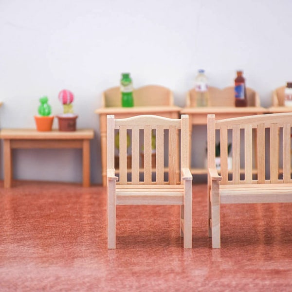 1/12 Dollhouse Miniatyr Dubbelbänk Enkelstol Modell DIY Ac B