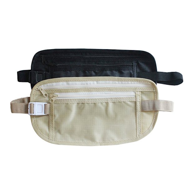 1PC Invisible Travel Waist Packs Midjepåse för passpengar Black