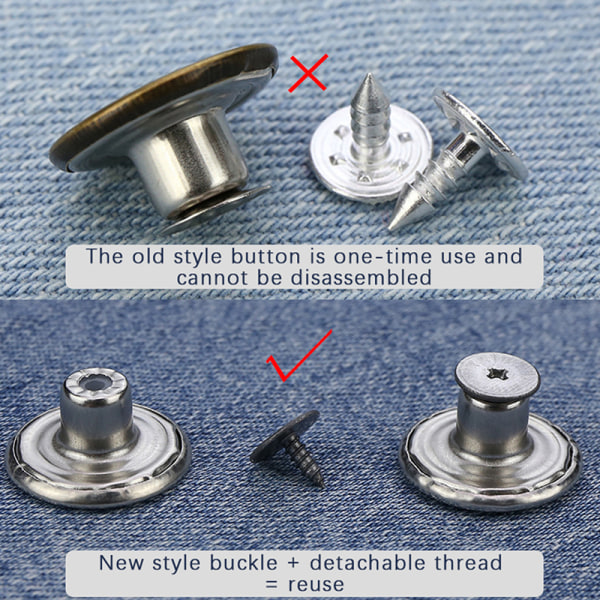 17 mm jeanstryckknapp Syfri knapp med skruvbyxor Ch 2#