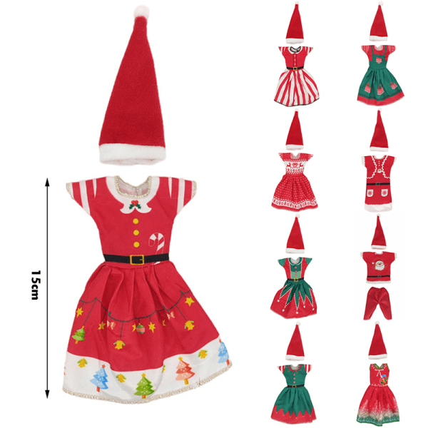 Julklänning Outfit Klänning Hattar för 11 tum 30 cm dockkläder A4